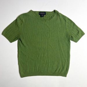 Brooks Brothers Green Cable-Knit Short Sleeve Sweater